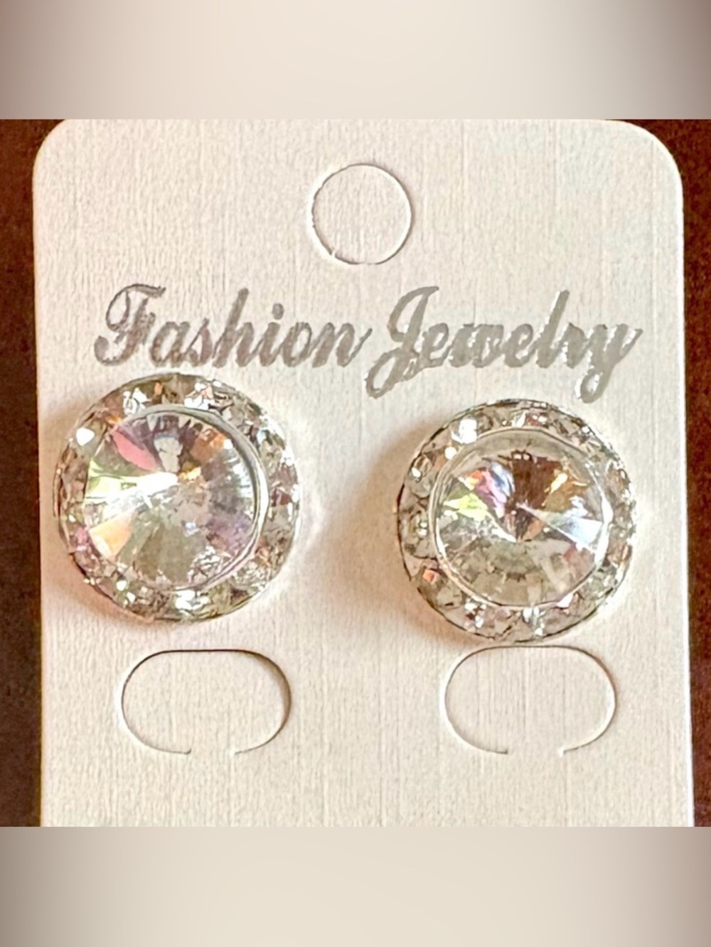 NWT, Fashion Jewelry Round Halo Crystal Stud Earrings